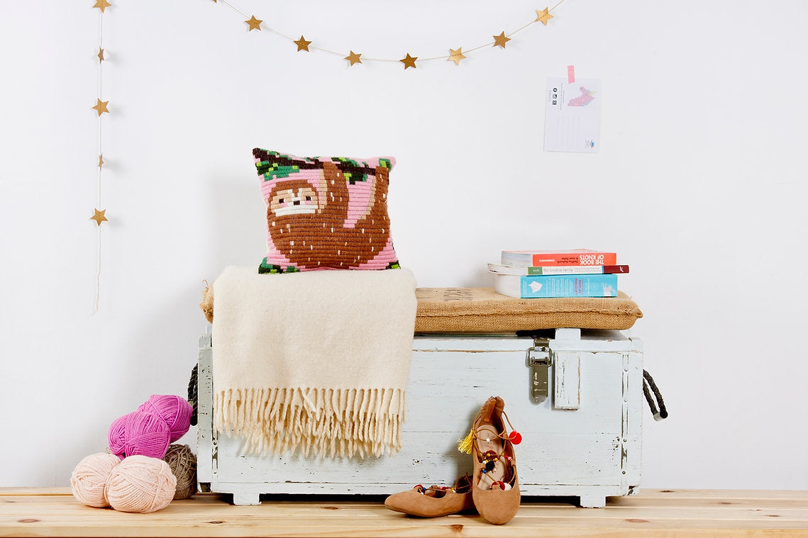 ערכת רקמה על כרית עצלן לילדים ולמתחילים